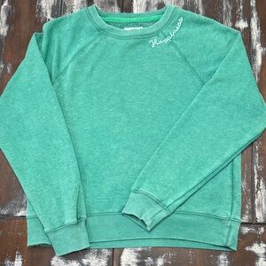 American Eagle Outfitters Soft Jade Crewneck Sweatshirt with "Happiness" Script